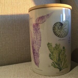Creative CoOp Round Stoneware Canister with Bamboo Lid
